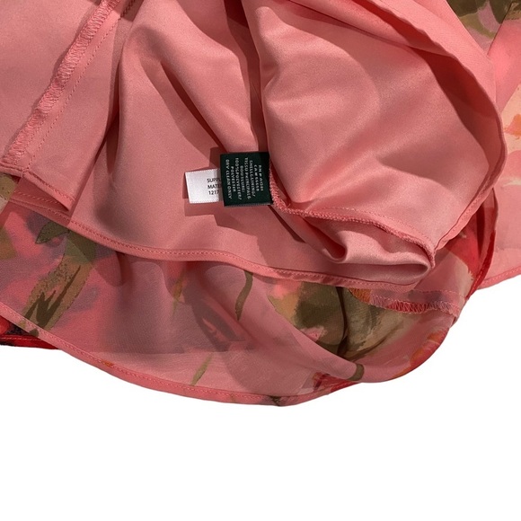 Ralph Lauren Women Coral Floral Sleeveless Lined 1/4 Zip Midi Shift Dress Sz 14 - Picture 9 of 15